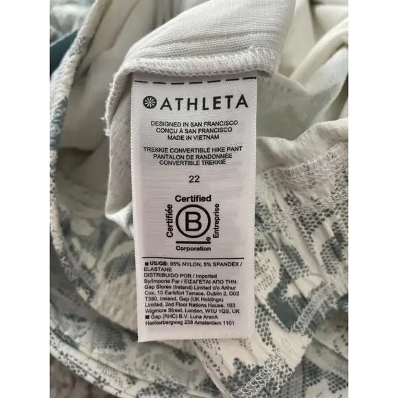 Athleta Plus Sz 22 Floral Tropical Athleisure Shorts Stretch White Green Casual - Picture 6 of 7